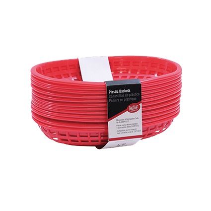 BASKET PLASTIC OVAL 9-3/8X6 RED (1 DZ PACK)