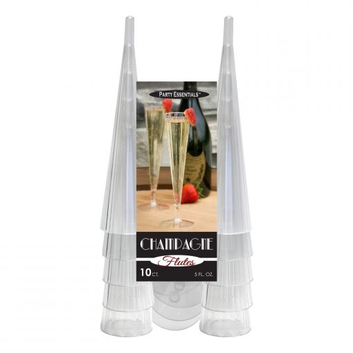 GLASS PLASTIC CHAMPAGNE FLUTE 5 OZ DELUXE 2PC CLEAR 10/PK