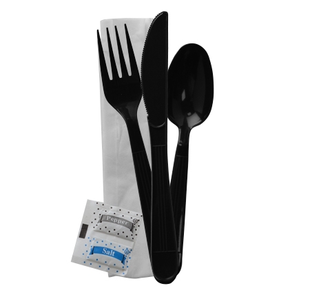 CUTLERY KIT K-F-S-N S+P BLK MED WEIGHT 250CT