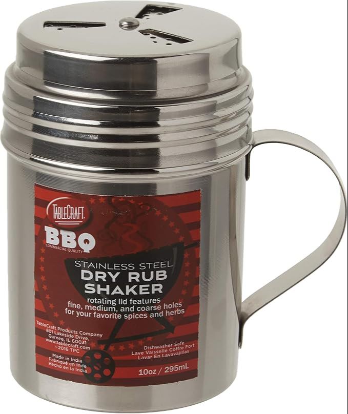 DISPENSER 10 OZ DRY RUB SS SHAKER WTH HANDLES